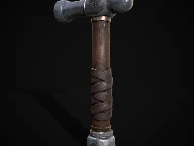Ornate Ball Peen Hammer Low-poly 3D model