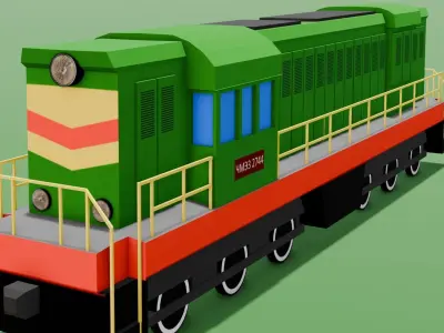 Cartoon Train Low poly 3D Model  Low-poly 3D model