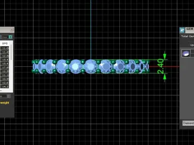 U Shaped Eternity Ring 2 point 4 mm stone size swiss 8 and EU48 3D print model