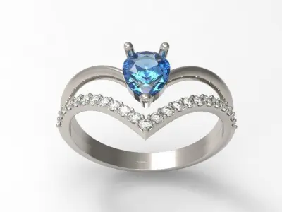 Pear cut diamond ring 3D print model