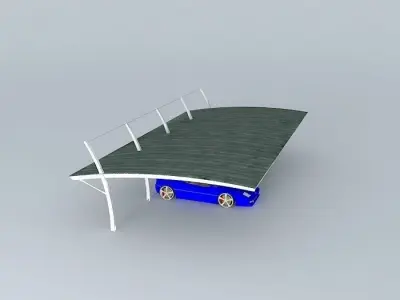 kanopi2 two cars parked under carport Free 3D model