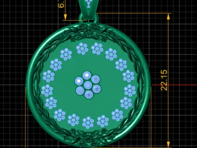 floral diamond Pendant 3D print model