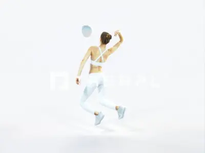 Beauty 17M Jumping Smashing Jumping Sports Woman Low-poly 3D model