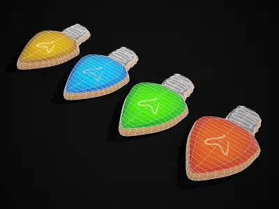 Colored Light Bulb Christmas Cookies  Low-poly 3D model