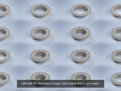 NPS BW RF Weld-Neck Flanges ANSI-ASME B16 5 3D Model Collection