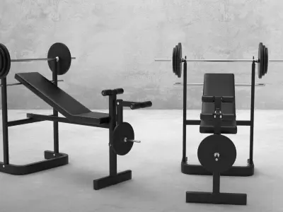 Gym bench press machine 3D model