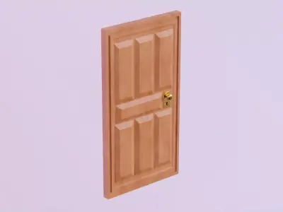 Wooden Door Free low-poly 3D model