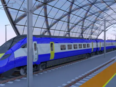 Station with Azuma train 3D model