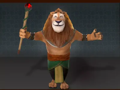 Cartoon Lion Rigged 3D model purchase
