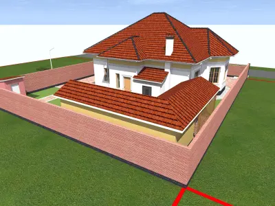 apartment house on plot of land 3D model