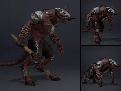 Ghost Barbarian Arm2 Brutal Low-poly 3D model