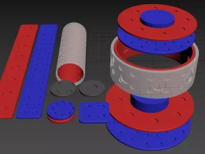 Inverted Magnetic Frictionless Axle and Bearing Kit - Concept 3D print model