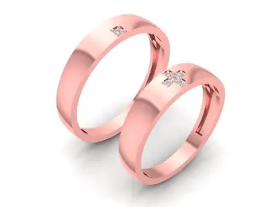 Minimalist Diamond Couple Rings for Men and Women 1509 3D print model