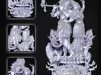 Radha Krishna 3D Print STL  3D print model