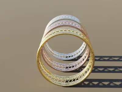 Three Gold Ring 3D print model