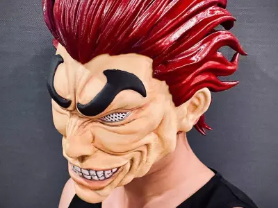 Yujiro Hanma Head Mask - With Hair - Baki Anime Netflix 3D print model
