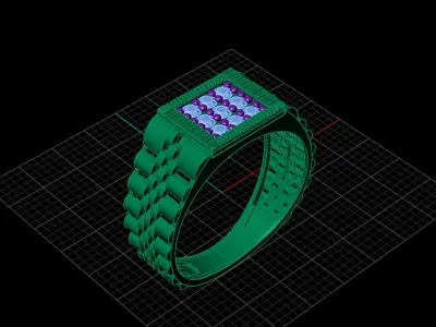 Print Ready STL 3DM  Gents Rings Diamond Men Ring  3D print model 195