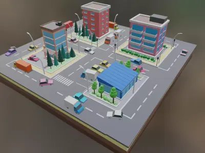 Small City Pack Low-poly 3D model