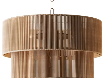 5-Lights Hand-Woven Rattan Pendant Light 3D model