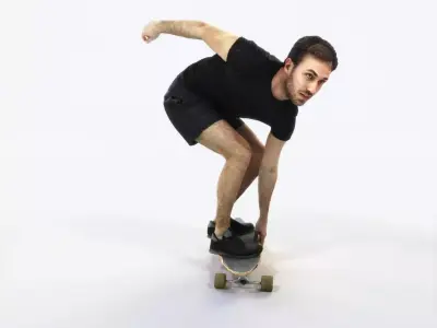 Flow 03B Riding a Skateboard Sports Man Low-poly 3D model