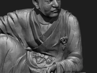 Luohan Wooden Character Sculpture Zbrush 2019 HighPoly 3D model