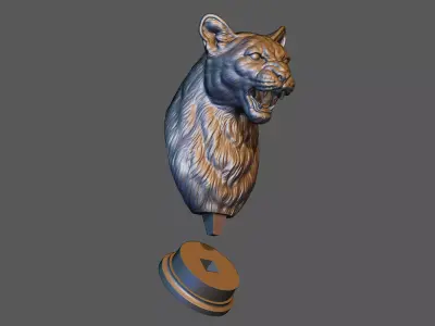 Puma cougar growling bust 3D print model