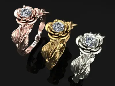 eaves Rose Engagement ring Own design 3D print model