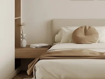  Modern cozy bedroom interior scene 3D model