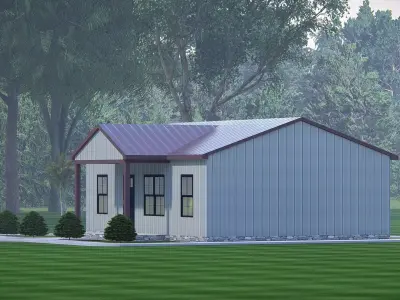 Modern Barndominium 3D Model  Barn Style Residence Design 3D model