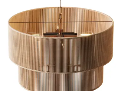 5-Lights Hand-Woven Rattan Pendant Light 3D model