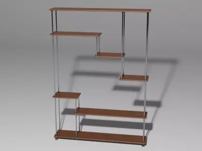 3D book shelf model Low-poly 3D model