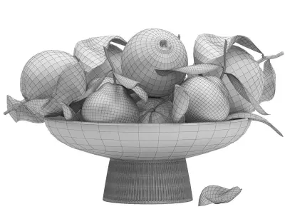 white bowl of oranges 3D model