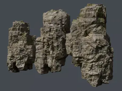 Large Jungle Cliffs Modular Low-poly 3D model