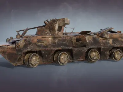 BTR-82A Burnt Low-poly 3D model