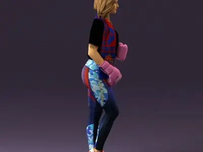 Woman in sport style boxing gloves 0952 3D model