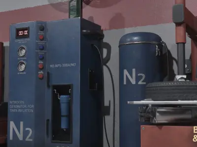 Tire Repair Shop Environment Low-poly 3D model