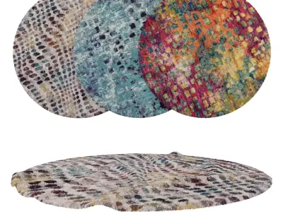 Round Rug Set 132 3D model