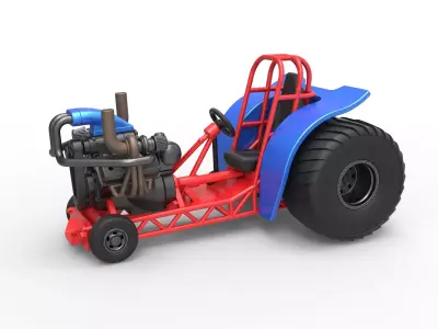 Mini Rod pulling tractor 6 Scale 1 to 25 3D print model