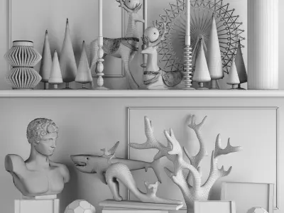 Decorative set of sculptor and decoration elements 3D model