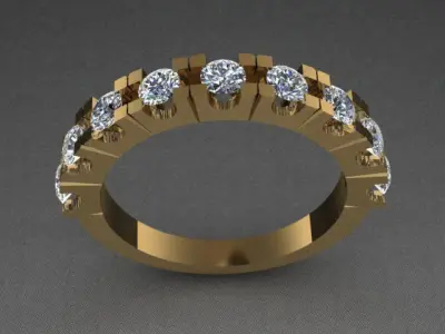 Luxury Half Round Diamond Ring 3D print model