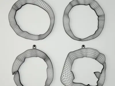 Teak Wood Mirror Set 3D model