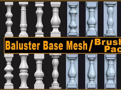 30 Baluster Base Mesh and Brushes Pack  Low-poly 3D model