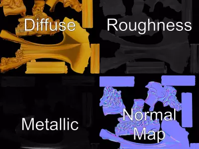 Ornate Gold Fork model pack Low-poly 3D model