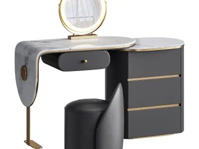 Ensemble de meuble lavabo moderne en bois massif minimaliste 3D model