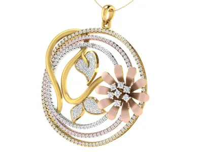 Solitaire Women Pendant 3dm STL OBJ FBX Renders Details 3D print model