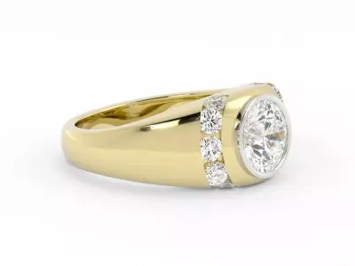 Mens Round Diamond Ring With Diamond Accents 3DM 3D print model