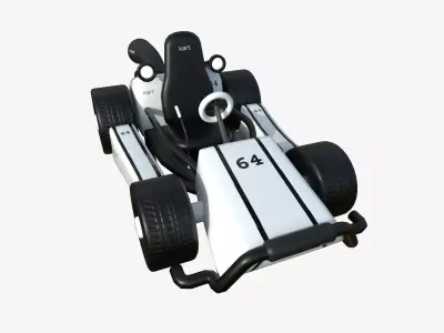 Cartoon Kart I08 White - Vehicle Racing Design Low-poly 3D model