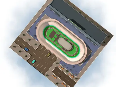 Velodrome Velo Track Cycling Track Low-poly 3D model