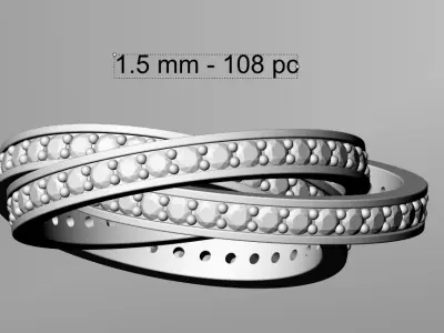 Trinity Ring with Pave Stone Bands Free 3D print model
