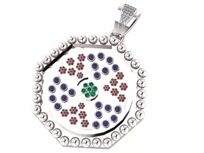 Royal Mandala Gem Pendant 3D print model